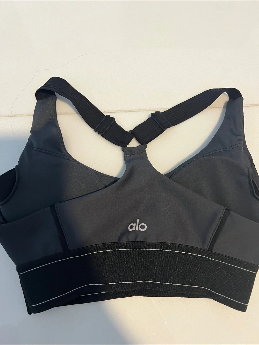 ALO Yoga Black Women's Swim Bikini Top or workout bra with Thick Underband